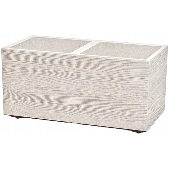 Jardiniera decorativa, efect lemn, alb, 63 L, 80x40x37 cm, Madera Case Eco Wood