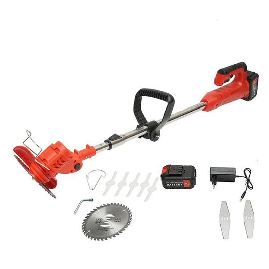 Motocoasa, trimmer, pentru tuns iarba, electric, cu acumulator 21V Litiu, 3000 mAh, incarcator si accesorii