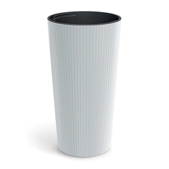 Ghiveci decorativ de flori, rotund, inalt, alb, 30x57.5 cm, Lamia Slim