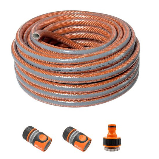 Furtun de gradina, 6 straturi, antirasucire, 3/4", 50 m, cuple, adaptor, Richmann Exclusive
