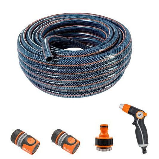 Furtun de gradina, 4 straturi, 1/2", 50 m, cuple, adaptor, pistol stropit, Richmann