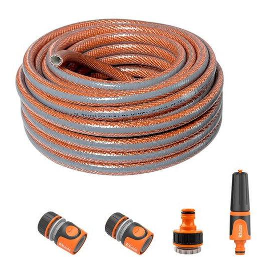 Furtun de gradina, 6 straturi, antirasucire, 3/4", 50 m, cuple, adaptor, duza stropit, Richmann Exclusive