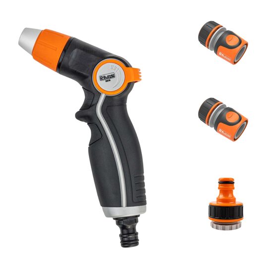 Pistol stropit gradina, tip jet, metal, plastic, debit reglabil cu cuple si adaptor Richmann Exclusive