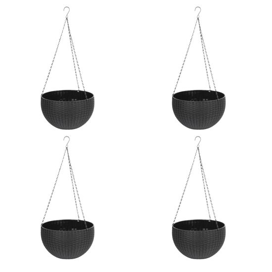 Set 4 ghivece de flori suspendat 26x16 cm, gri inchis