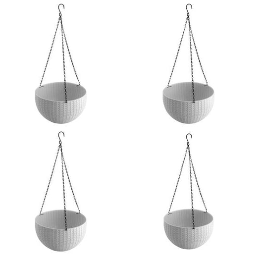 Set 4 ghivece de flori suspendat 26x16 cm, alb
