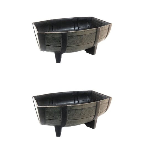 Set 2 ghivece pentru flori model butoi natural 41x29x19 cm