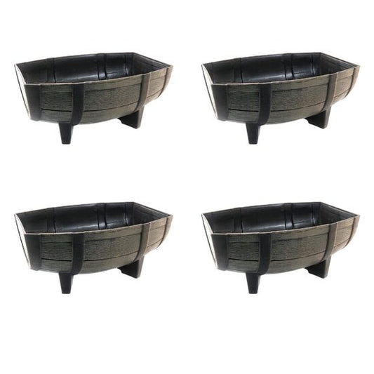 Set 4 ghivece pentru flori model butoi natural 41x29x19 cm
