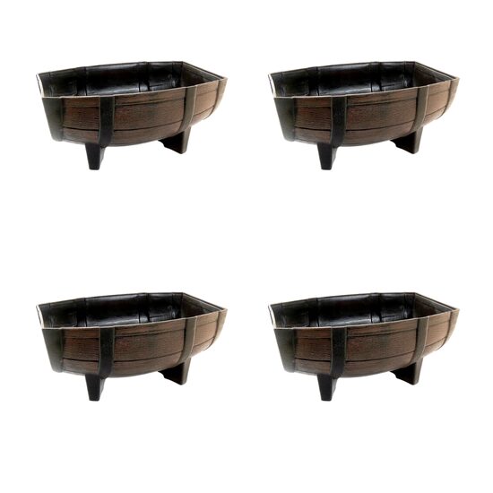 Set 4 ghivece pentru flori model butoi teak 41x29x19 cm