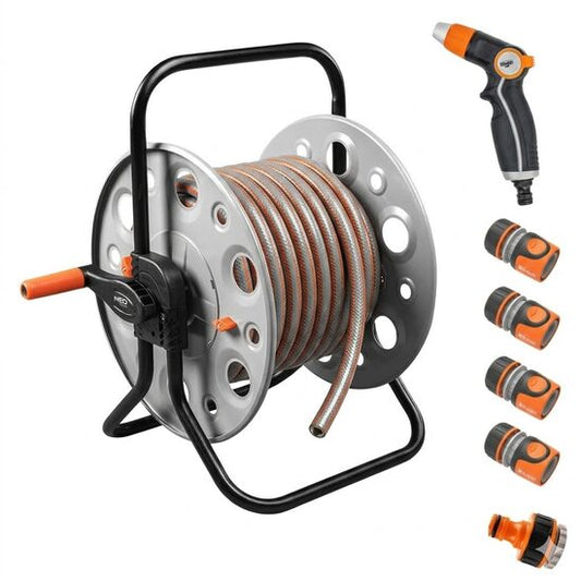 Furtun de gradina Richman Exclusive  6 straturi, antirasucire 3/4", 25 m, tambur, cuple, adaptor, pistol