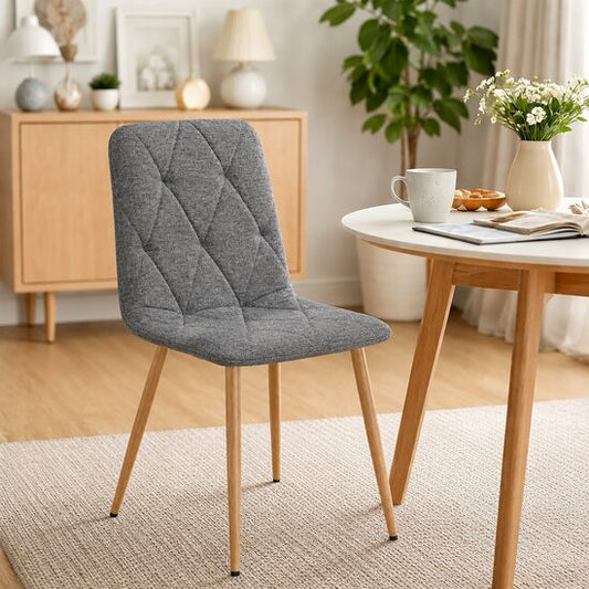 Scaun bucatarie/living, Artool, Libra, textil gri inchis, picioare metal natur, 44.5x54.5x87 cm