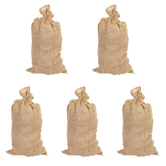 Set 5 saci iuta naturala cu snur, 100x110 cm, max 60 kg, depozitat si transportat cartofi, ceapa, legume si fructe din gradina, biodegradabil si ecologic