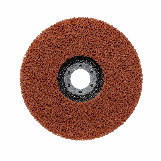 Disc abraziv din fibra de nylon ceramic tip Clean & Strip, portocaliu, 125 mm, agresivitate ridicata tip Coarse, pentru decapare rugina si vopsea pe metal, otel si inox, GermaFlex