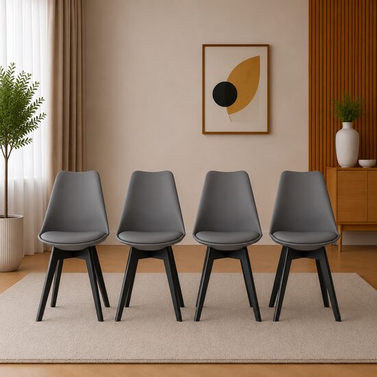 Set 4 scaune bucatarie/living, Artool, Mark, PP grafit, picioare negre, 49x55.5x82.5 cm