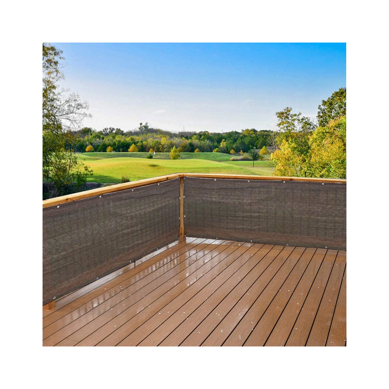 Paravan pentru balcon, terasa, gard, UV, 800 g/m2, maro, negru, 3x0.9 m