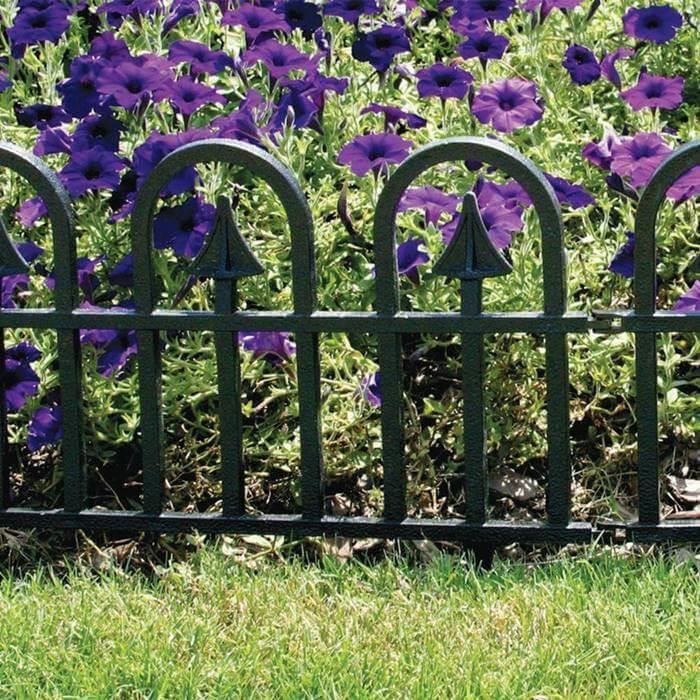 Gard de gradina decorativ, plastic negru, set 4 buc, 60x31 cm
