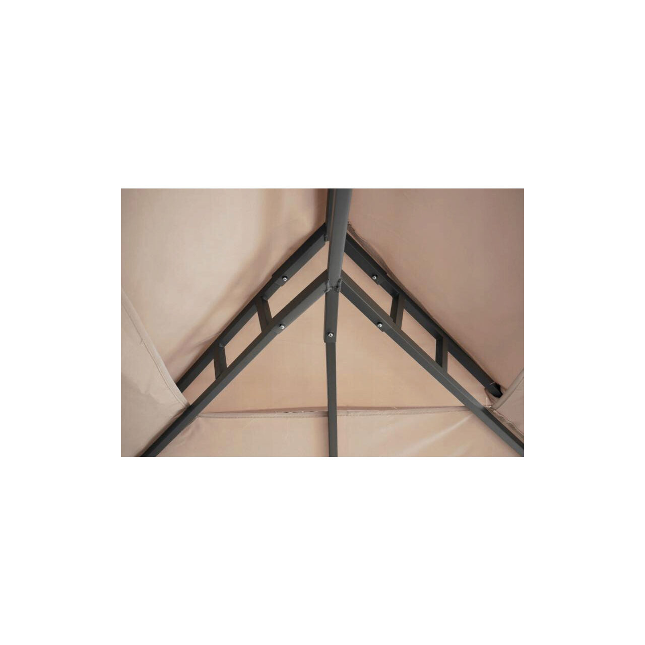 Pavilion pentru gradina/terasa, cadru metalic, cu perdele, bej, 3x4x2.65 m