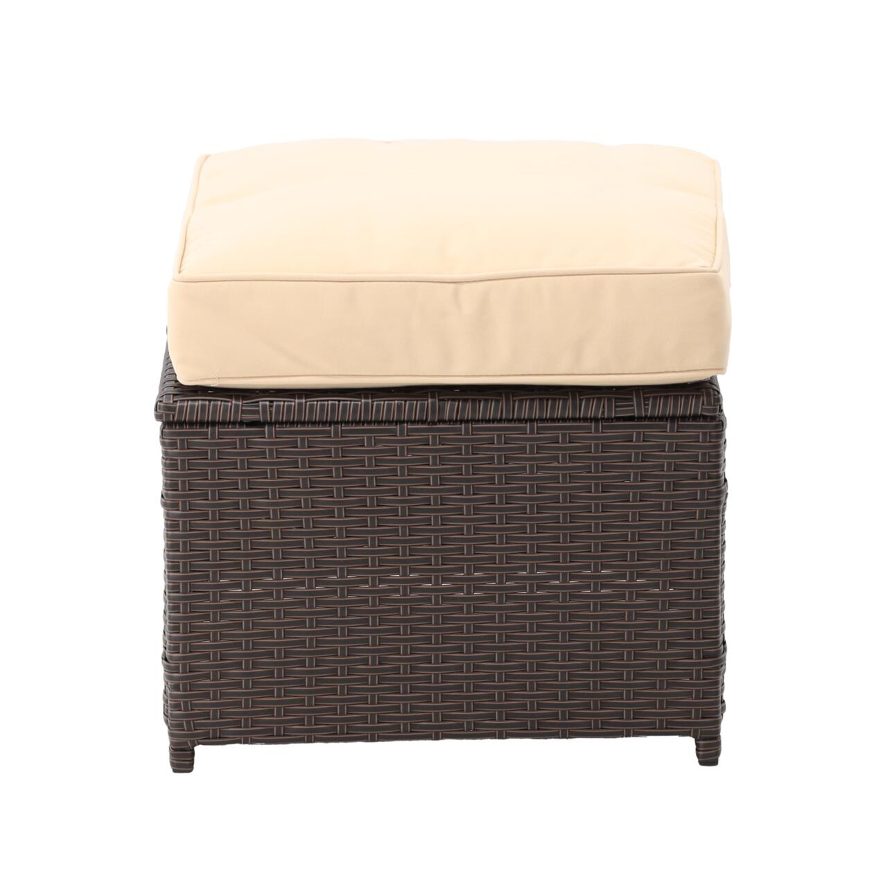 Set mobilier gradina/terasa, poliratan, maro si crem, 1 masa, 2 tabureti, 1 canapea colt, Chomik, Cassy
