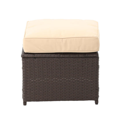 Set mobilier gradina/terasa, poliratan, maro si crem, 1 masa, 2 tabureti, 1 canapea colt, Chomik, Cassy