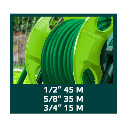 Tambur, rola, pentru furtun gradina, 1/2"-45 m, 3/4"-15 m, Verto