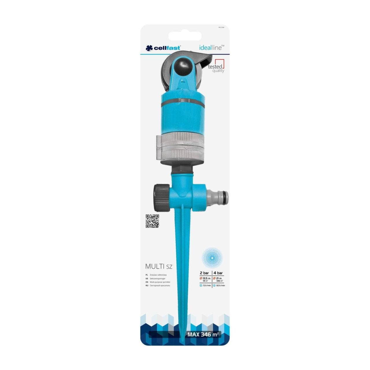 Aspersor, 4 moduri, cu tarus, 346 mp, Ideal Multi, Cellfast
