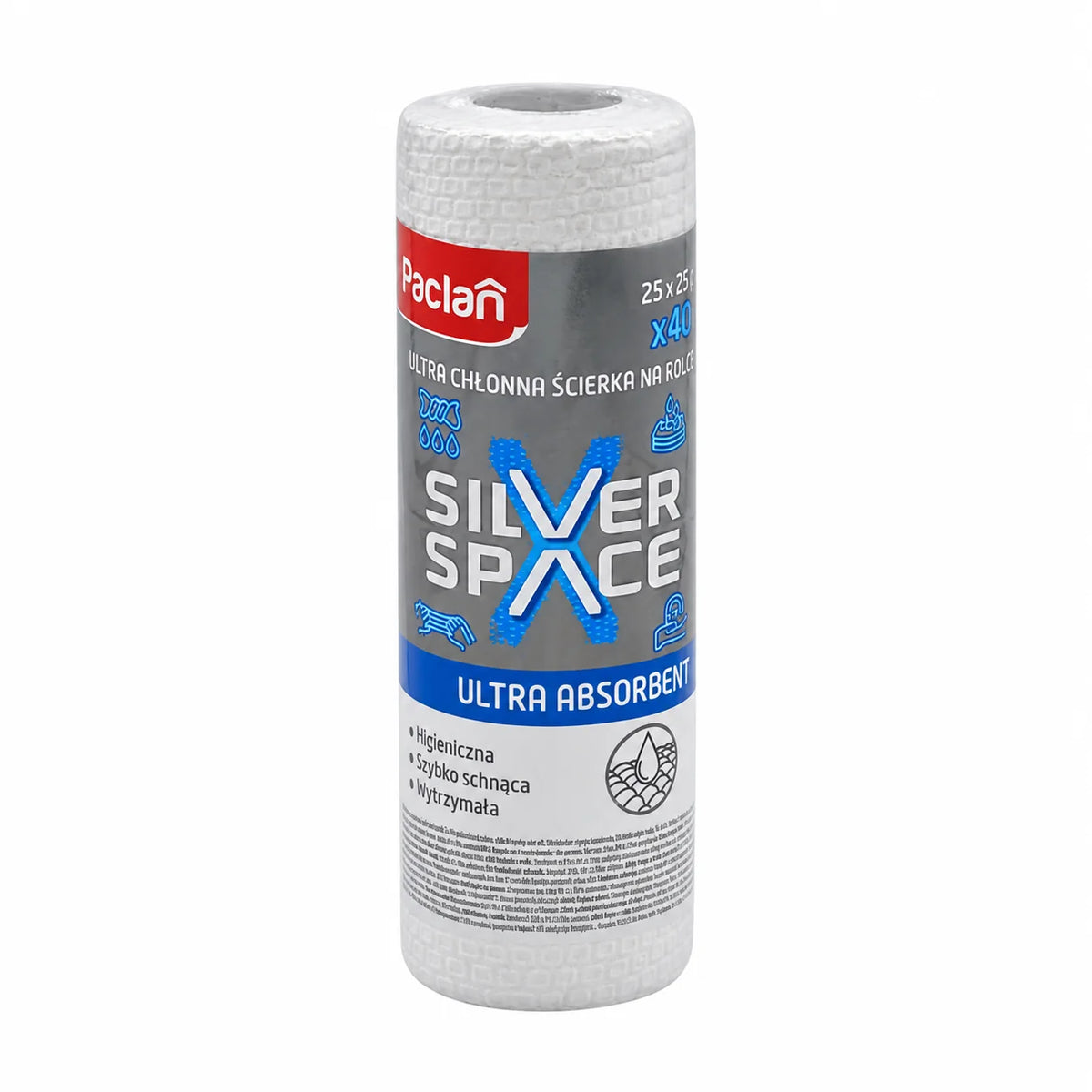 PACLAN LAVETA ULTRA ABSORBANTA SILVER SPACE 25X25CM 40BUC/ROLA