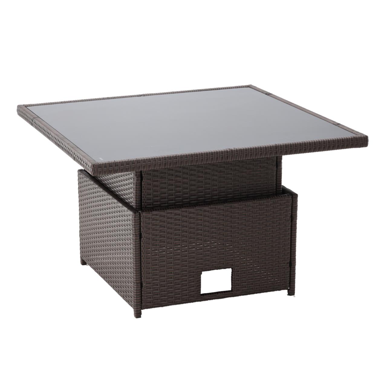 Set mobilier gradina/terasa, poliratan, maro si crem, 1 masa, 2 tabureti, 1 canapea colt, Chomik, Cassy