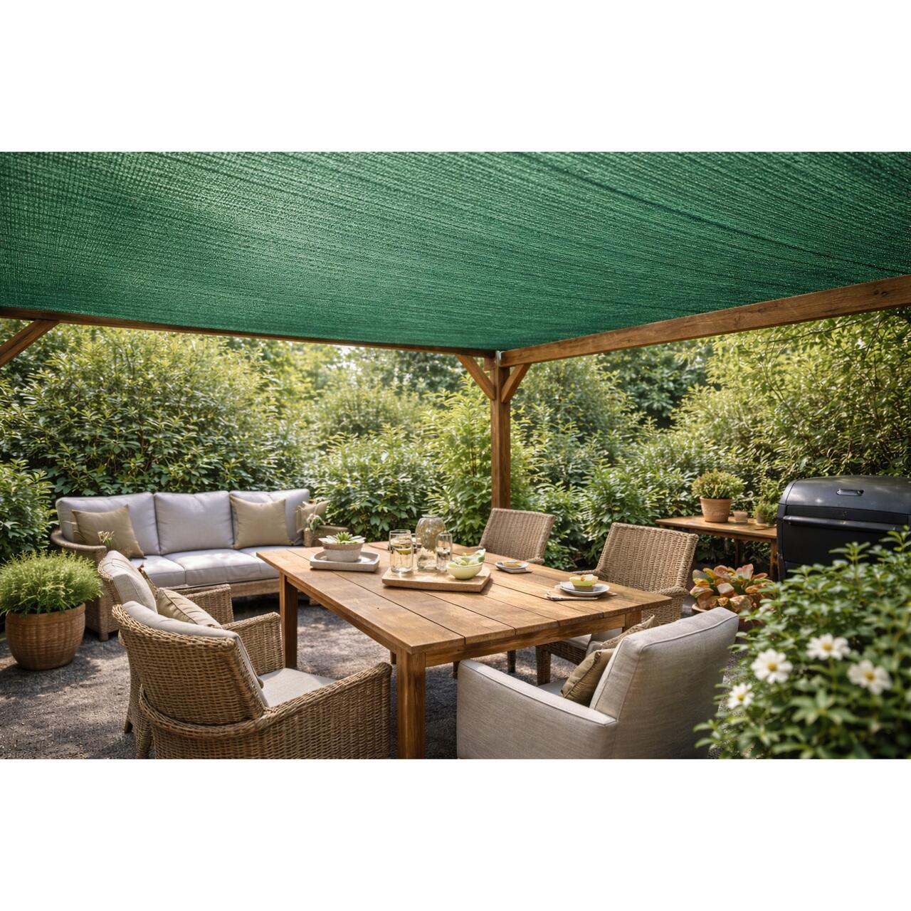 Plasa de umbrire, HDPE, 140 g/mp, grad de umbrire 85%, verde, 1.5x10 m