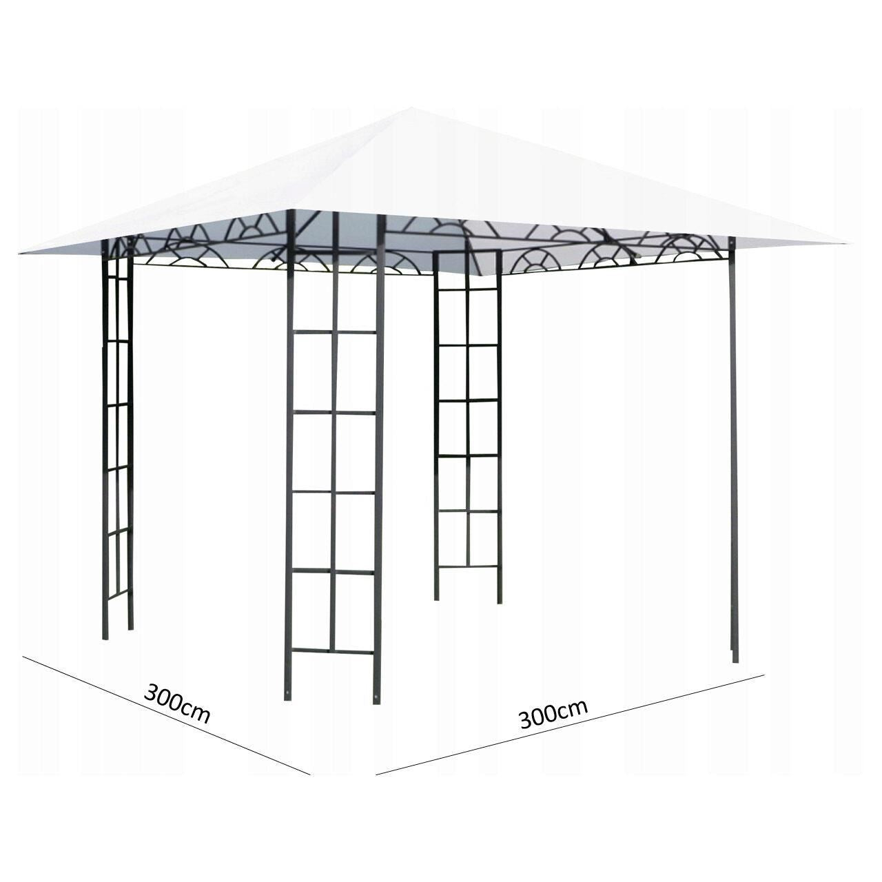 Pavilion pentru gradina/terasa, cadru metalic, alb, 3x3x2.65 m, Delia