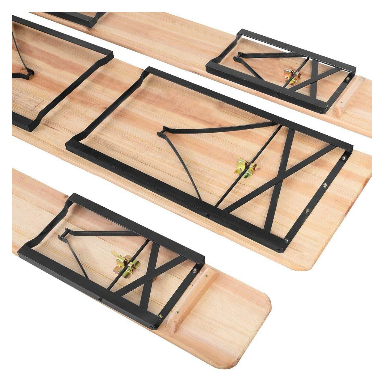 Set mobilier gradina/terasa, pliabil, 1 masa, 2 banci, 175 cm, Dortmund
