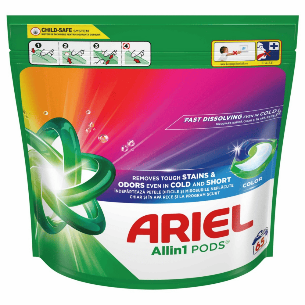 ARIEL DETERGENT CAPSULE 65BUC PODS ALL IN 1 COLOR