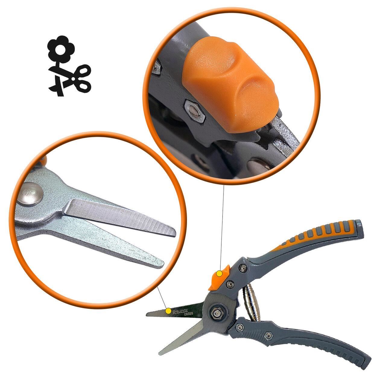 Foarfeca gradina, tip bypass, varf ascutit, teflon, otel japonez SK5, 21 cm, Richmann Exclusive