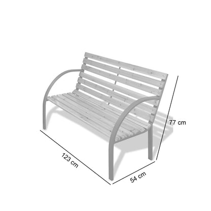 Banca de gradina, lemn, structura metal, 123x54x77 cm, Everild