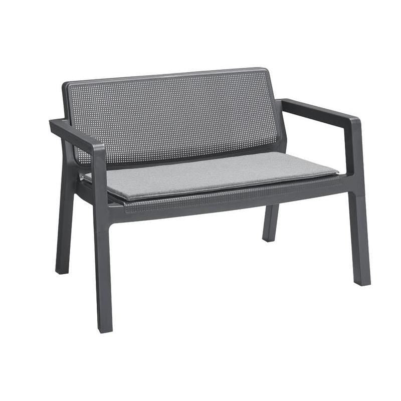 Set mobilier gradina/terasa, grafit, 1 masa, 1 banca, 2 scaune, Emily