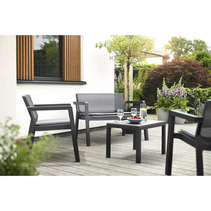 Set mobilier gradina/terasa, grafit, 1 masa, 1 banca, 2 scaune, Emily