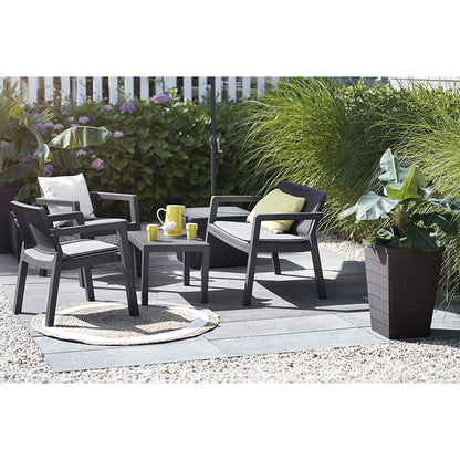 Set mobilier gradina/terasa, grafit, 1 masa, 1 banca, 2 scaune, Emily