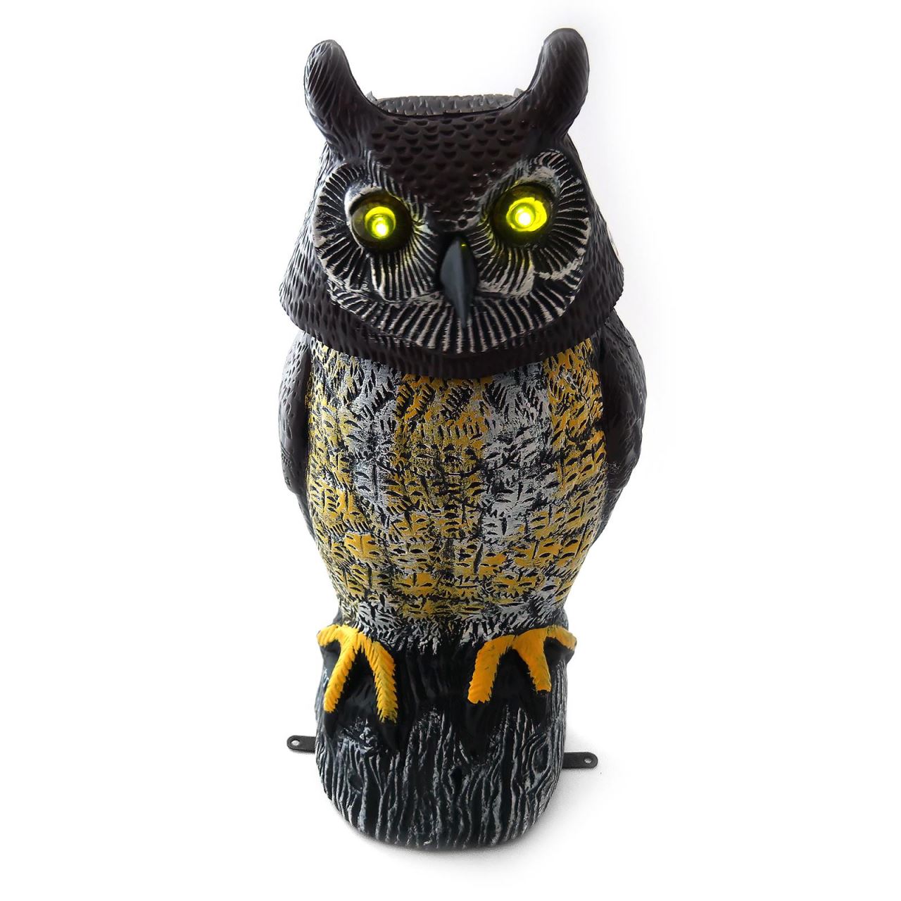 Decoratiune / sperietoare daunatori, solara, Bufnita cap rotativ si ochi luminosi, 43cm
