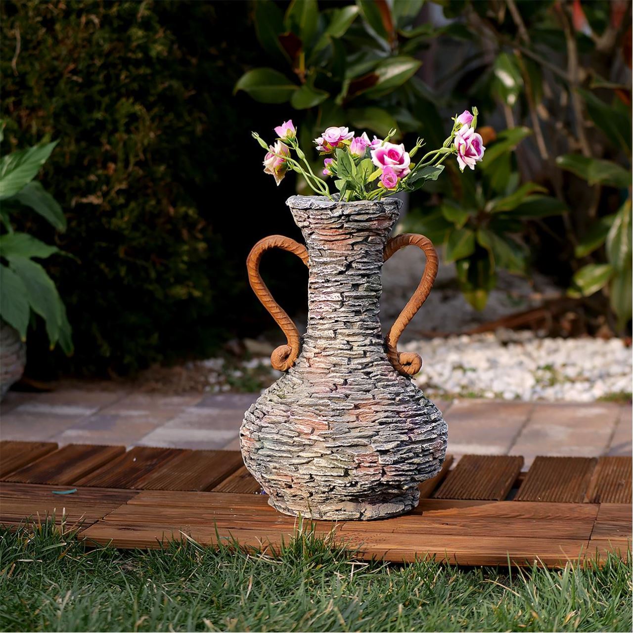 Decoratiune gradina, ceramica, ghiveci, 27x27x40 cm