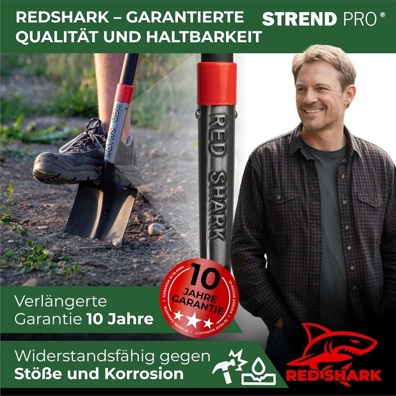 Harlet, cazma, ascutit, cu margini zimtate, coada fibra de sticla, 22x30x115 cm, Strend Pro Premium RedShark