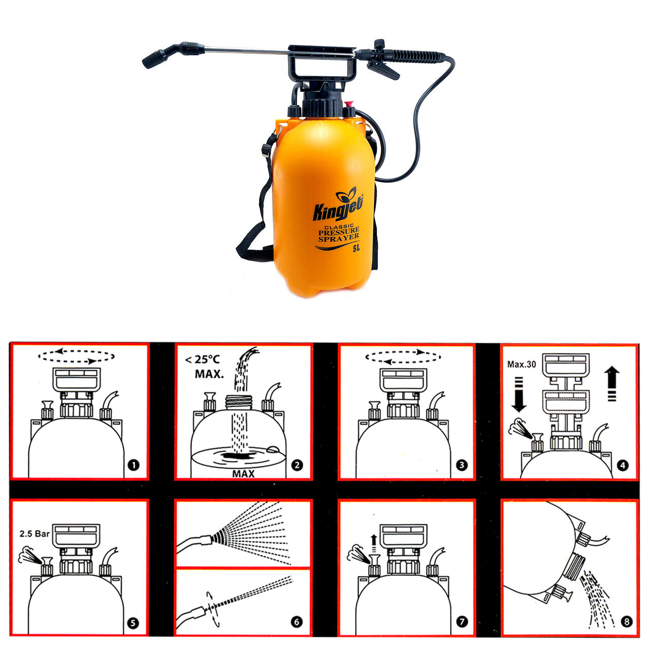 Pulverizator gradina, pompa de stropit, vermorel, manual, pentru umar, 5 L, Kingjet