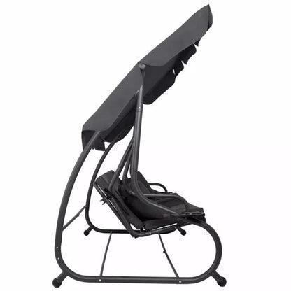 Balansoar gradina, Springos, 3 locuri, cu plasa insecte, gri, 215x125x165 cm, functie pat, max 280 kg