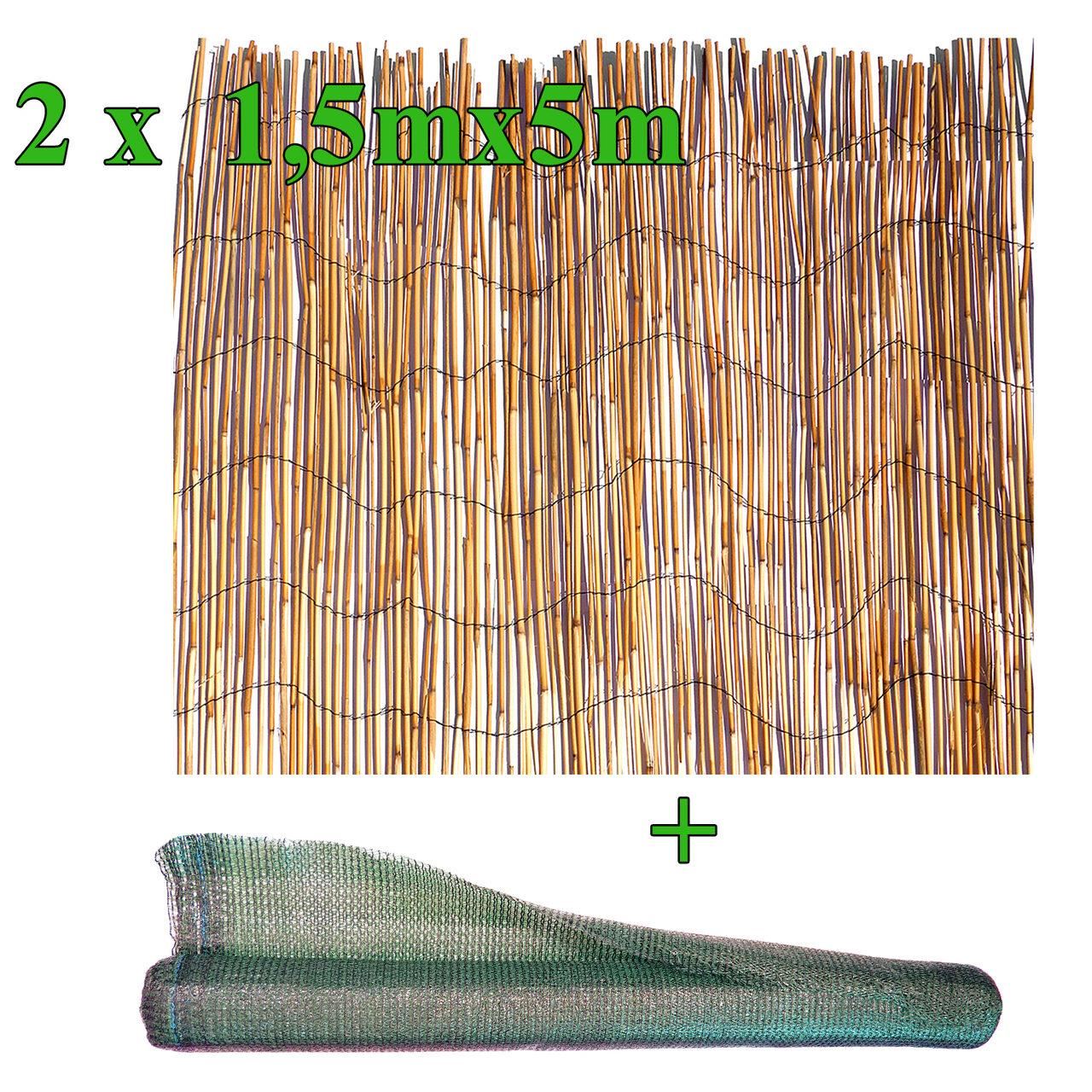 Set 2 trestii, 1.5x5 m + Plasa umbrire 85 g/mp, 10x1.5 m