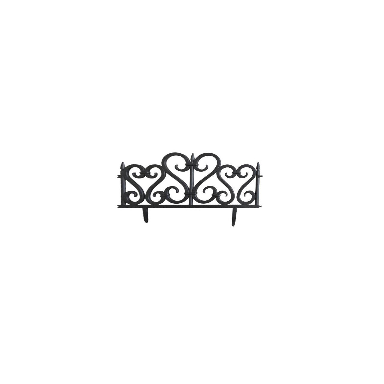 Gard de gradina decorativ, plastic negru, set 4 buc, 59.5x32.5 cm