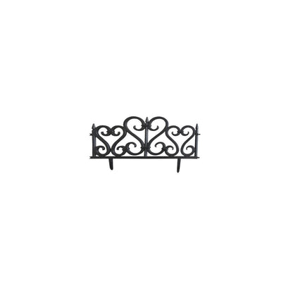 Gard de gradina decorativ, plastic negru, set 4 buc, 59.5x32.5 cm