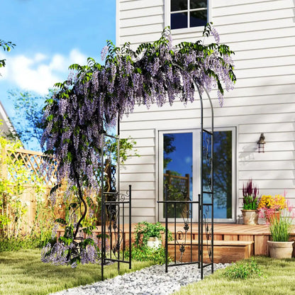 Arcada metalica, pergola pentru gradina, cu portita, 107x45x217 cm