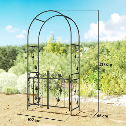 Arcada metalica, pergola pentru gradina, cu portita, 107x45x217 cm