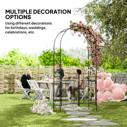 Arcada metalica, pergola pentru gradina, cu portita, 107x45x217 cm