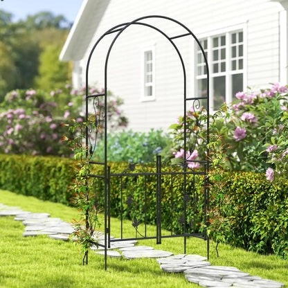 Arcada metalica, pergola pentru gradina, cu portita, 107x45x217 cm