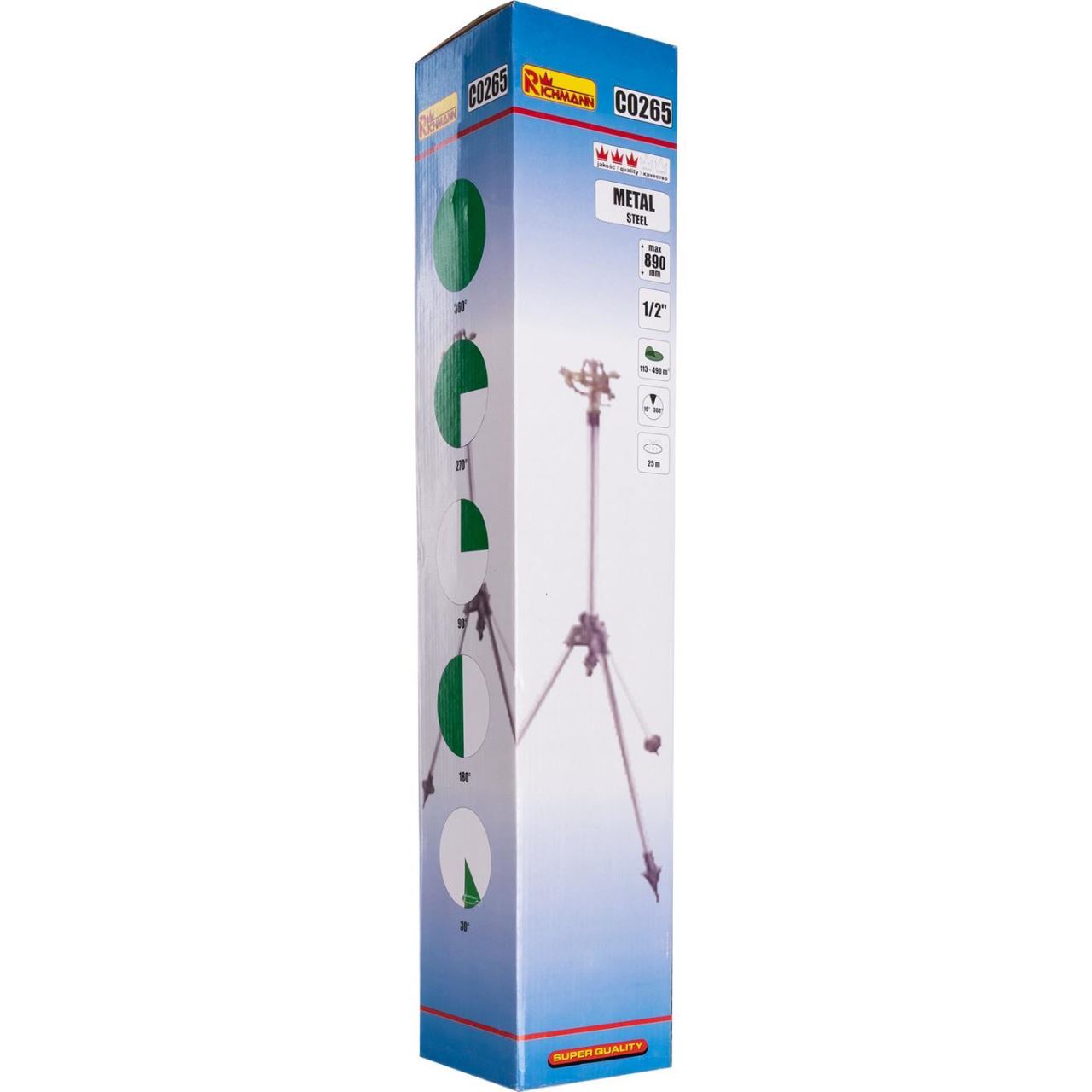 Aspersor pulsatoriu, cu trepied telescopic 565/890 mm, metalic, 113-490 mp, Richmann