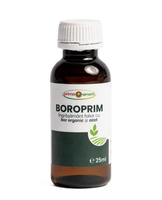 Boroprim - Ingrasamant Foliar Bor 11% si Azot Organic 5% - Avortare Flori, Legare Fructe - Legume, Pomi, Vita de Vie - Prima Sementi
