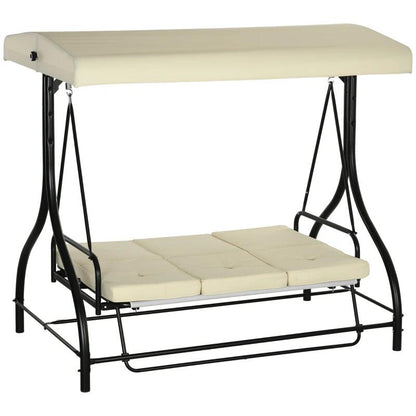 Balansoar gradina, 3 locuri, bej, 195x117x175 cm, functie pat, max 240 kg, Teko